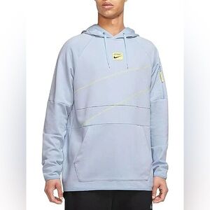 Nike Dri-FIT Men's Fleece Pullover Fitness Hoodie Size M Light Blue